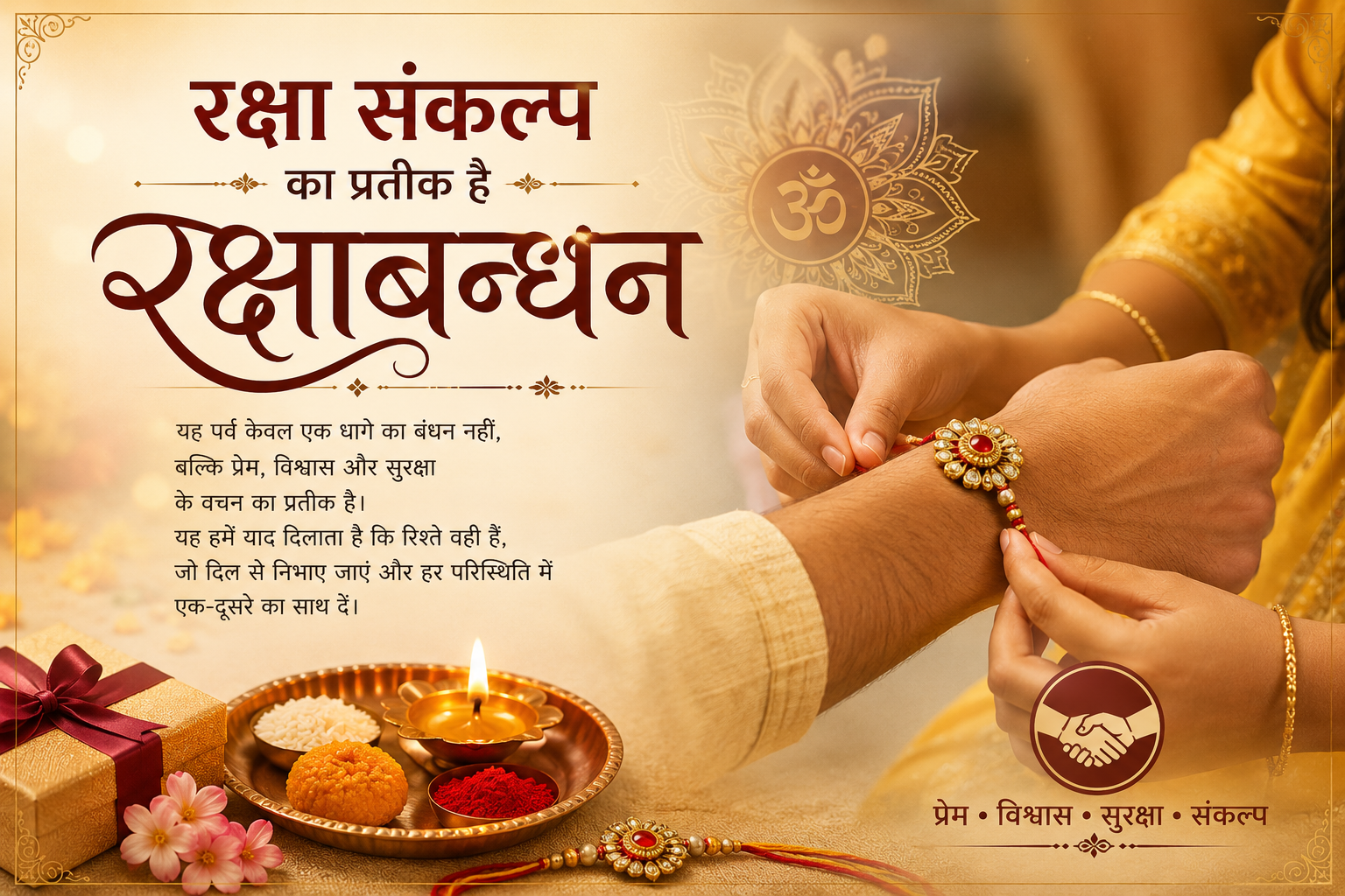 Read more about the article रक्षा संकल्प का प्रतीक है रक्षाबन्धन | महत्व, परंपरा और शुभ भाव