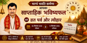 भाग्यं भवति कर्मणाआपका साप्ताहिक भविष्यफल एवं व्रत पर्व और त्यौहार रविवार 06 सितम्बर 2026 से शनिवार 12 सितम्बर 2026 तक
