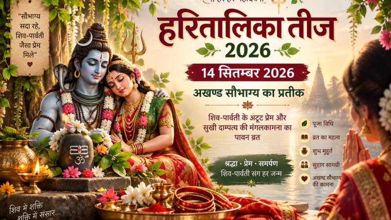 अखण्ड सौभाग्य, सुखी दाम्पत्य और शिव-पार्वती के आशीर्वाद की कामना… जानिए 14 सितम्बर की हरितालिका तीज का महत्व।