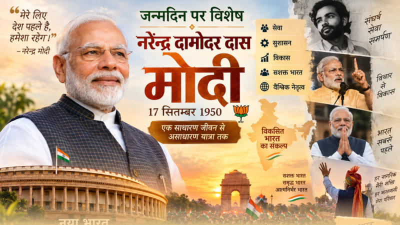 नरेन्द्र मोदी के जन्मदिन पर जानिए उनके प्रारंभिक जीवन, सार्वजनिक जीवन में प्रवेश, गुजरात के मुख्यमंत्री के रूप में कार्यकाल और भारत के प्रधानमंत्री तक की यात्रा।